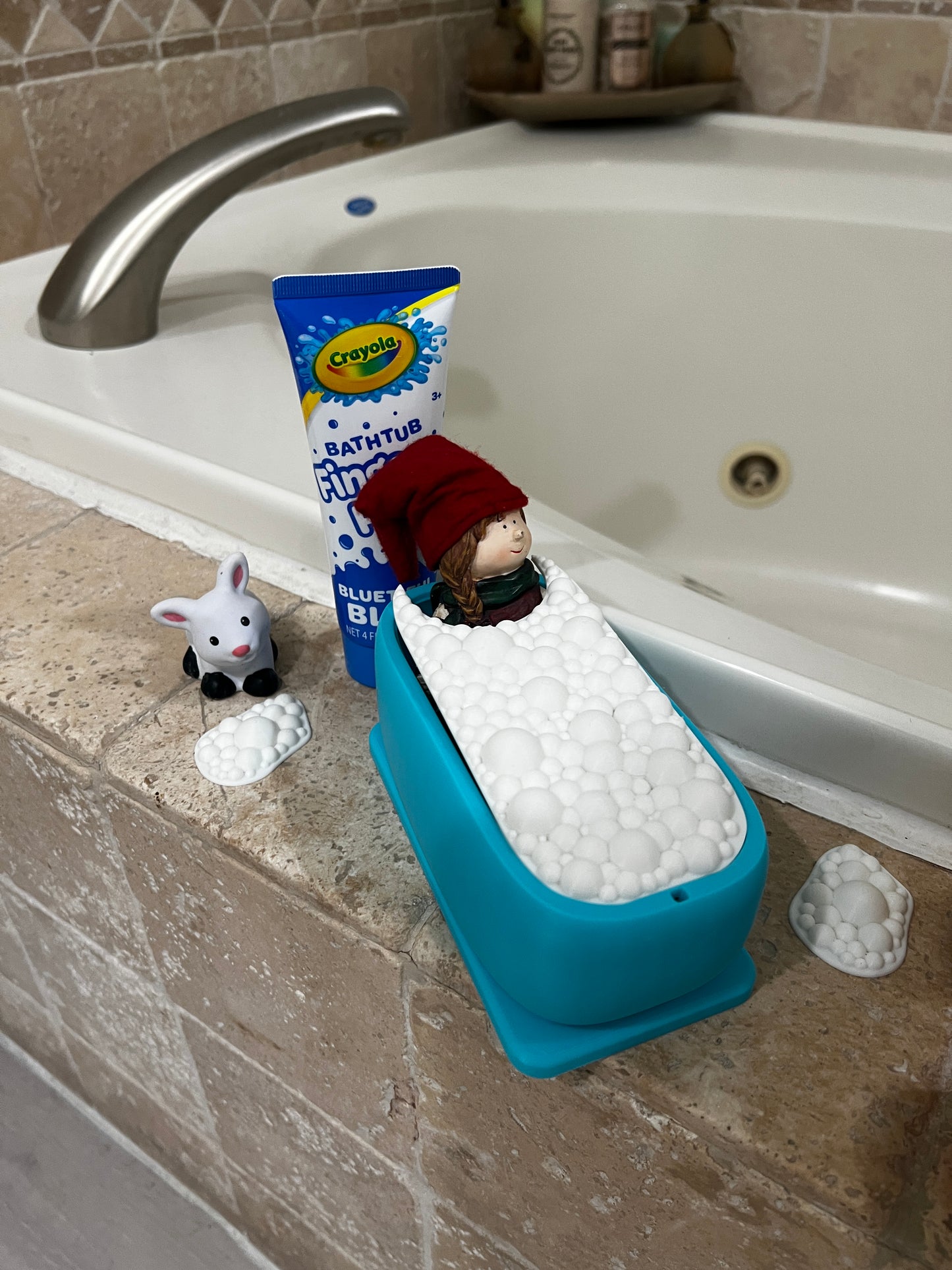 Elf bath tub with bubbles