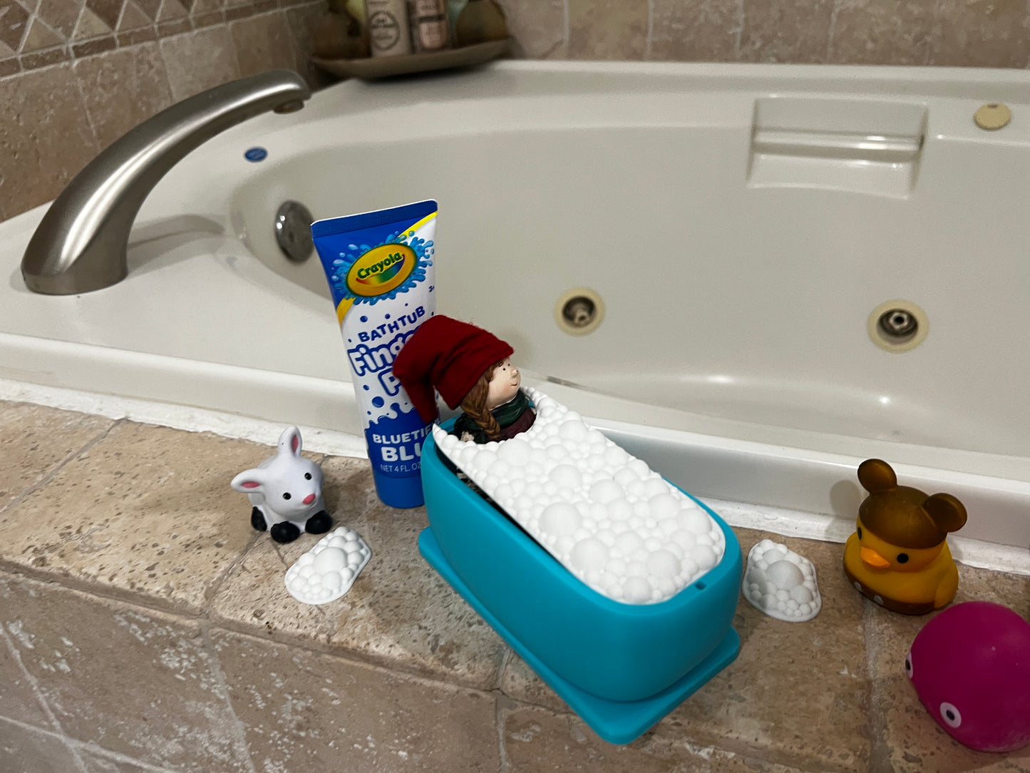 Elf bath tub with bubbles