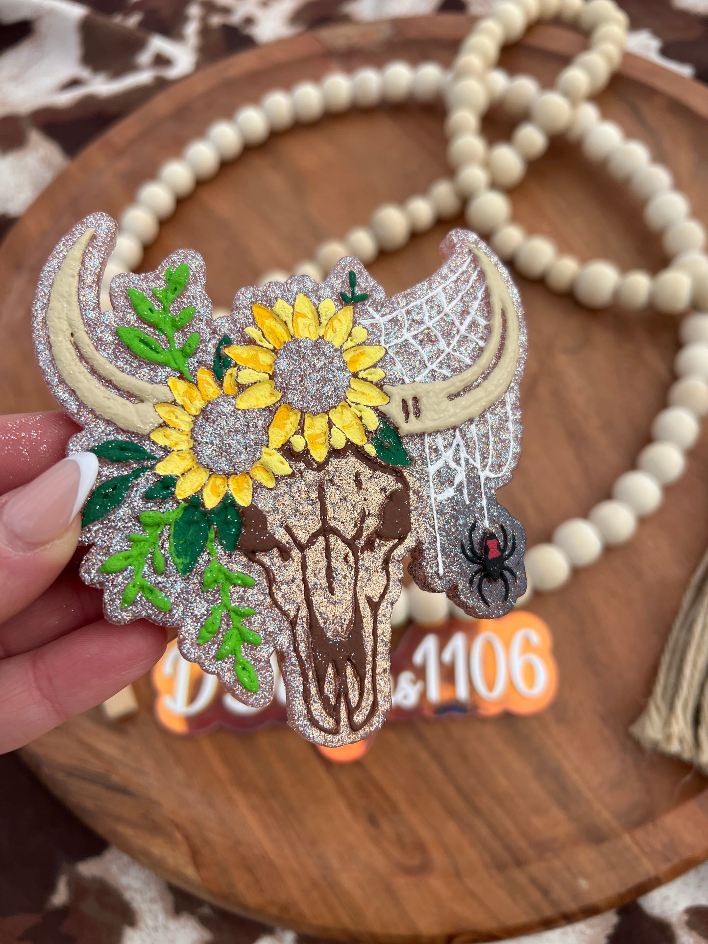 Sunflower and spider Bull skull