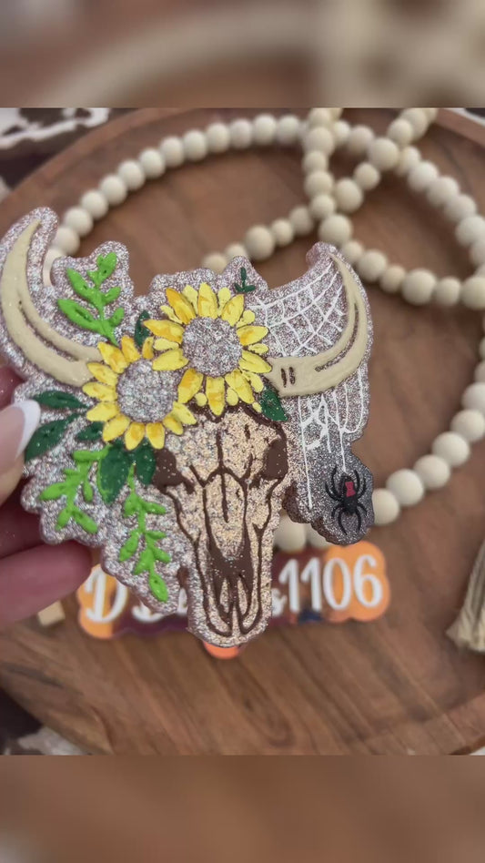 Sunflower and spider Bull skull